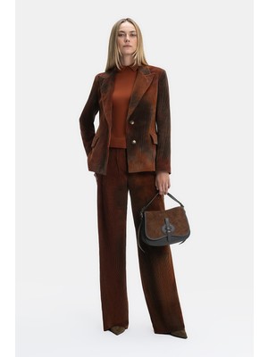 Vakko Dark Orange Gradient Velvet Trousers
