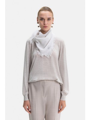 Vakko Ecru Wool Cashmere Shawl
