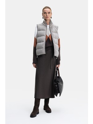 Vakko By Peserıco Brown Wool/cashmere Skirt
