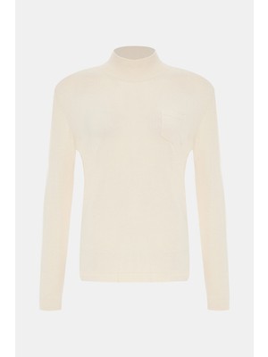 Vakko Beige Mock Neck Knitwear