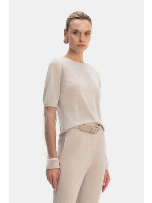 Fabiana Filippi Fabıana Fılıppı Ecru Tulle Detail Knit Sweater