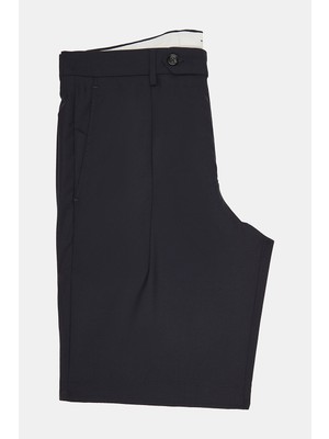 Vakko By Berwıch Navy Single-Pleat Wool Silk Bermuda Shorts