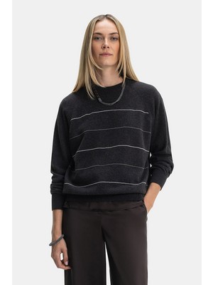 Vakko By Peserıco Brown Wool-Silk Knit Sweater