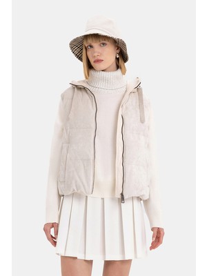 Vakko Beige Hooded Vest