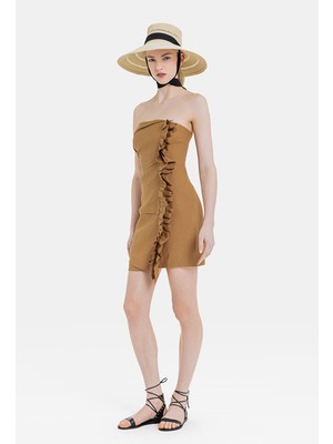 Vakko Tan Sleeveless Mini Dress
