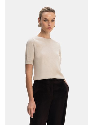 Vakko Beige Crew Neck Knitwear