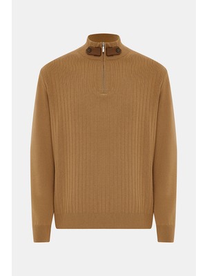 Vakko Zip Mock Neck Knit Sweater