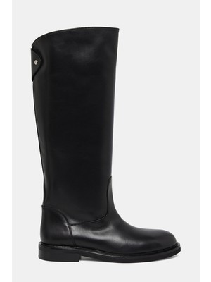 Vakko Black Leather Tall Boots