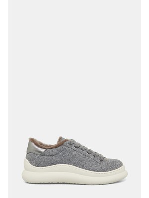 Vakko Grey Leather Sneakers