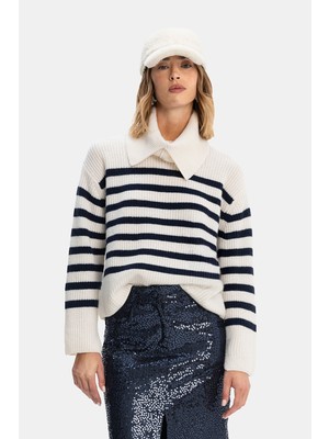Vakko Striped Wool-Cashmere Knit Sweater