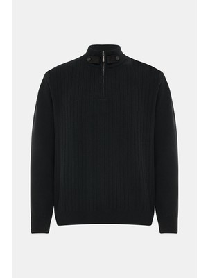 Vakko Zip Mock Neck Knit Sweater