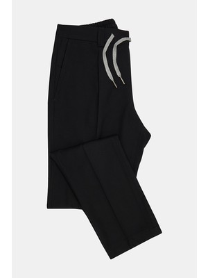 Vakko Black Pleated Flannel Trousers