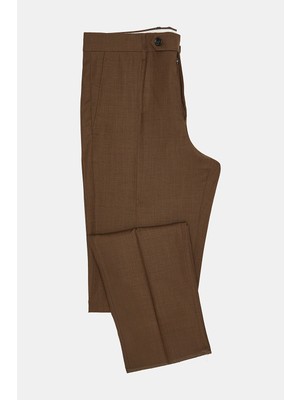 Vakko By Berwıch Brown Single Pleat Wool Serge Trousers