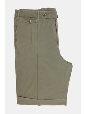 Vakko By PT01 Light Khaki Double-Pleated Bermuda Shorts