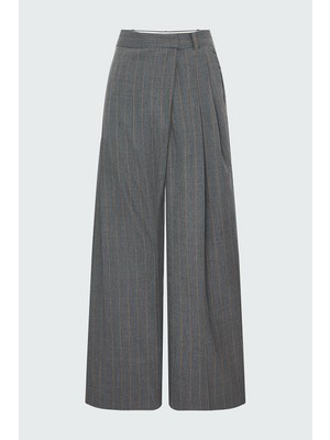 Ganni Gannı Grey Straight-Leg Trousers