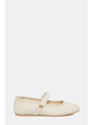 Vakko Ecru Ballet Flats