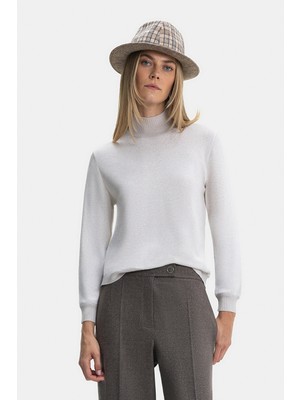 Vakko Ecru Knit Sweater