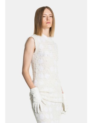 Vakko Ecru Sequined Blouse