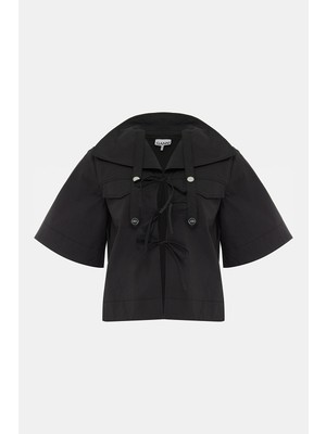 Ganni Gannı Black Short Sleeve Blouse