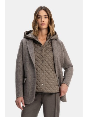 Vakko Brown Wool Pea Coat