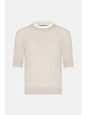 Vakko By Gran Sasso Beige Wool Knit Sweater