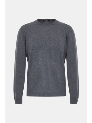 Vakko By Gran Sasso Round Neck Fine Wool Knit Sweater