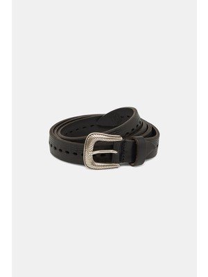 Vakko Black Leather Belt