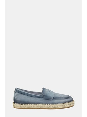 Santoni Santonı Light Blue Suede Leather Loafers