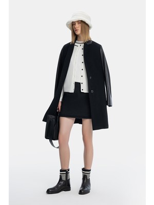 Vakko Black Wool Pea Coat