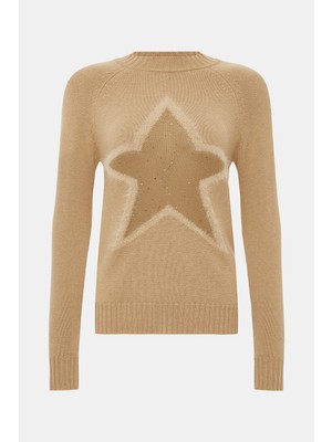 Vakko By Lorena Antonıazzı Beige Crew Neck Knitwear