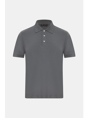 Vakko Buttoned Polo Collar Short Sleeve T-Shirt