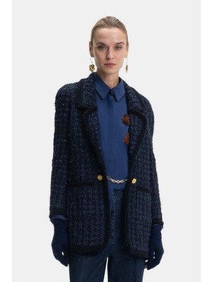 Vakko Navy Tweed Jacket