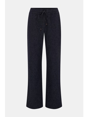 Vakko Navy Straight Cut Denim Trousers