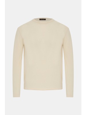 Vakko Round Neck Wool Cashmere Knit Sweater
