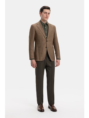 Vakko Dark Khaki Pleated Trousers