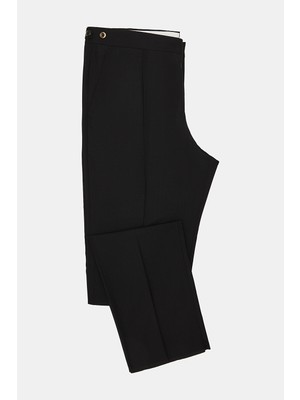 Vakko By PT01 Black Single-Pleat Wool Serge Trousers