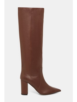 Vakko Brown Leather Tall Boots