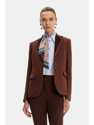 Vakko Terracotta Wool Jacket