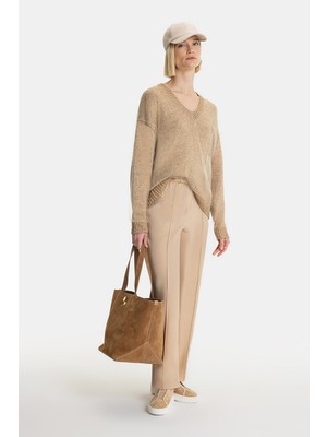 Vakko By Fabıana Fılıppı Beige Straight Cut Trousers