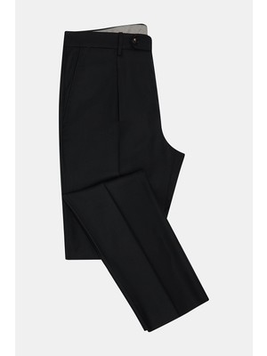 Vakko Black Pleated Flannel Trousers