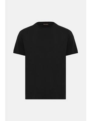 Vakko Black Round Neck Short Sleeve T-Shirt