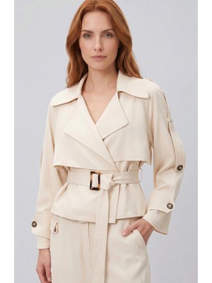 Network Champagne Epaulette Detail Trench Coat