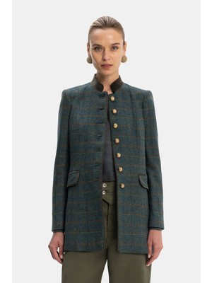Vakko Green Plaid Wool Jacket