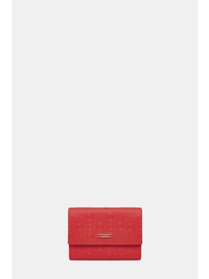 Vakko Red Monogram Wallet