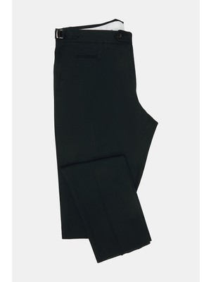 Vakko By PT01 Black Flat-Front Cotton-Silk Trousers