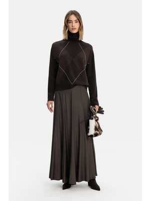 Vakko By Peserıco Brown Long Skirt