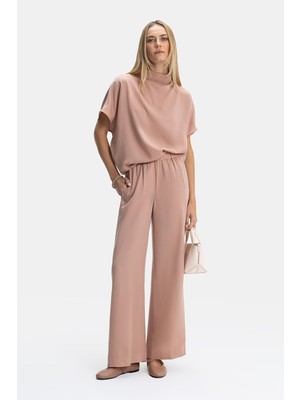 Vakko By Peserıco Powder Pink Wide-Leg Trousers