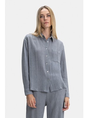 Vakko By 12O Lıno Grey Striped Shirt