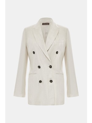 Vakko By Lorena Antonıazzı Beige Double-Breasted Lapel Jacket