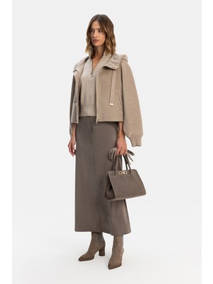 Vakko Mink Midi Skirt